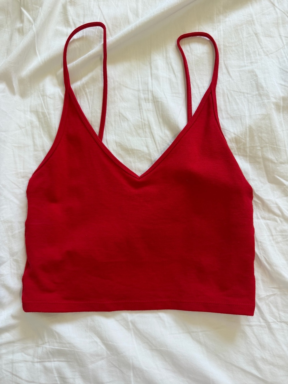 Sunday Best Red V-Neck Spaghetti Strap Crop Camisole